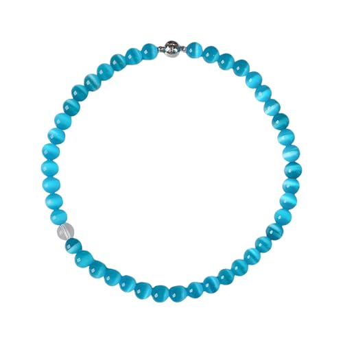 KAHDGSS Schöne Halskette mit blauem Katzenaugen-Anhänger in Herzform, Ornament für den täglichen Gebrauch oder Verabredungen, zur Verschönerung Ihres Stils, Perlen-Halskette, Einheitsgröße, Wie von KAHDGSS