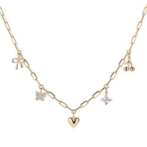 KAHDGSS Schöne Herz Und Schmetterling Halskette Liebe Symbol Schmuck Datierung Halskette Schlüsselbein Kette Perfekt Für Alltägliche Eleganzen Trendy Schmuck von KAHDGSS