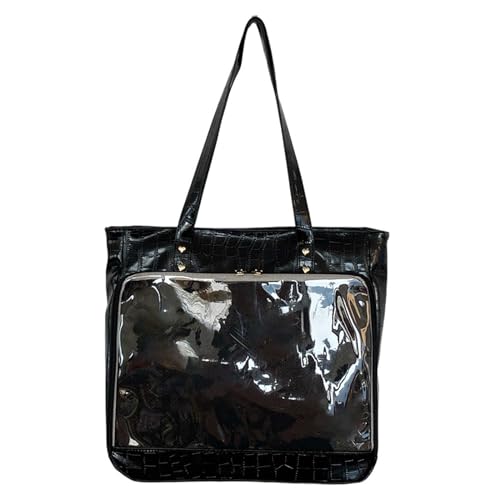 KAHDGSS Schulstudentische Umhängetasche Ita Bag Japanische Reißverschluss Große Handtasche Mit Klarem Fenster Für Anime Abzeichen Pin Display Animes Cosplay Handtasche von KAHDGSS