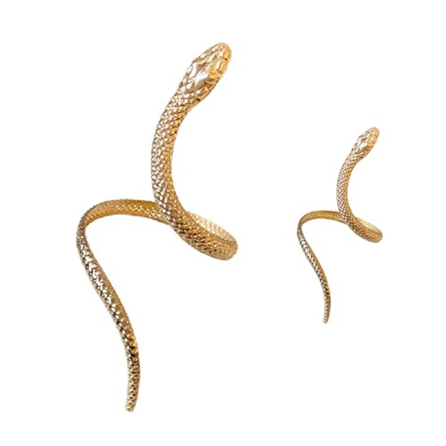 KAHDGSS Set Snake Open Manschette Armband Und Ringe Set Mit Schlangendesigns Verstellbarer Offener Schmuck Für Modische Frauen Vorhanden von KAHDGSS