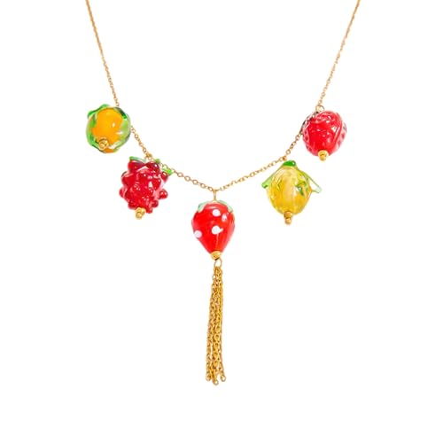 KAHDGSS Stilvolle Halskette mit Glasanhänger in Obstform mit Edelstahlkette, ideal für Frauen, suchen Sie einzigartige Accessoires, modischen Glasschmuck, Einheitsgröße, Wie beschrieben, Wie von KAHDGSS