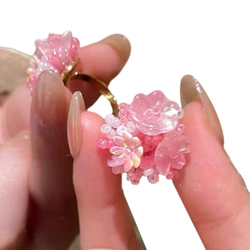 KAHDGSS Stilvolle Hortensienharzringe Mit Verstellbarem Design Mehrfarbiger Perlenschmuck Perfekt Für Lässige Oder Urlaubsoutfits Buntes Perlenring Für Frauen von KAHDGSS