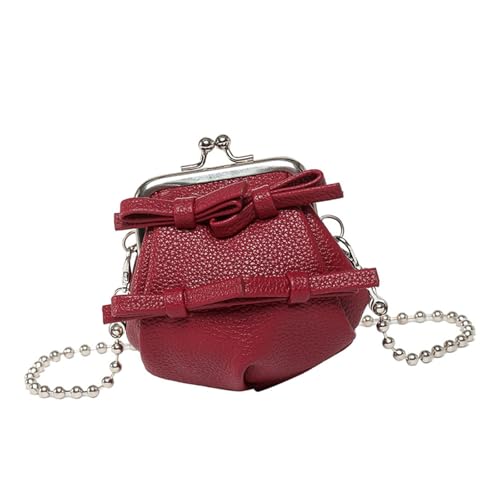 KAHDGSS Stilvolle Kleine Crossbody Tasche Mit Metallic Ketten PU Leder Geldbeutel Umhängetaschen Satchel Zum Täglichen Gebrauch Und Geschenke Metallkettenriemenhandtasche von KAHDGSS