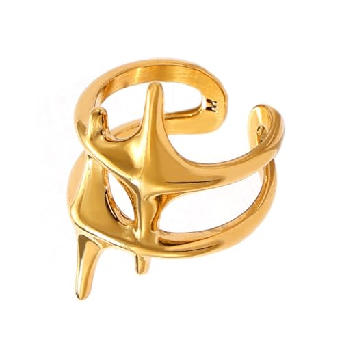 KAHDGSS Stilvolle Kreuze Starringe Mit Einer Goldenen Stahlbeschichtung Stabiler Designs Für Partys Und Besondere Anlässe Modes Statement von KAHDGSS