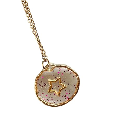 KAHDGSS Stilvolle Süße Kühle Transparente Halskette Mit Himmlischen Charm Star Moon Herz Anhänger Heckkette Für Mädchen Und Frauen Schmuck Für Partys Und Festivals von KAHDGSS