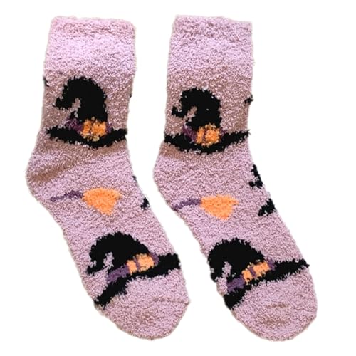KAHDGSS Stilvolle Und Warme Teenager Für Teenager Fleece Socken Mit Halloween Kürbismuster Dicke Thermische Fuzzy Plush Slipper Halloween Enthusiast von KAHDGSS
