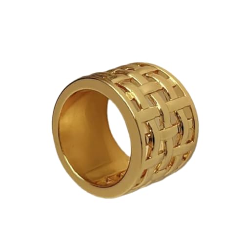 KAHDGSS Stilvolle Waffeln Hohl Metallringe Einzigartige Geometrische Designs Ehering Band Komfort Unisex Schmuck Geschenk Für Paare Minimalistische Stapelbare von KAHDGSS