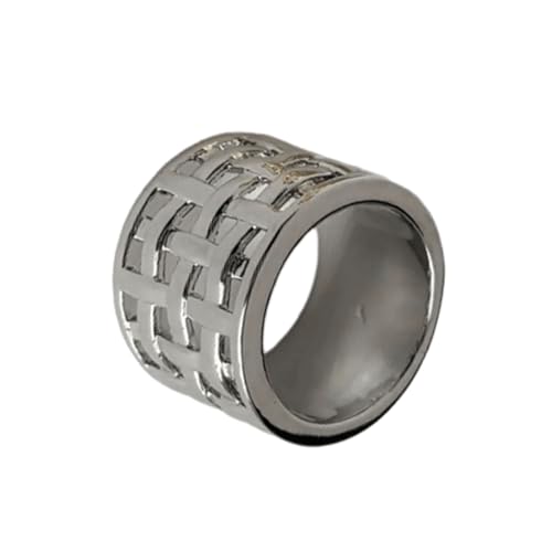 KAHDGSS Stilvolle Waffeln Hohl Metallringe Einzigartige Geometrische Designs Ehering Band Komfort Unisex Schmuck Geschenk Für Paare Minimalistische Stapelbare von KAHDGSS