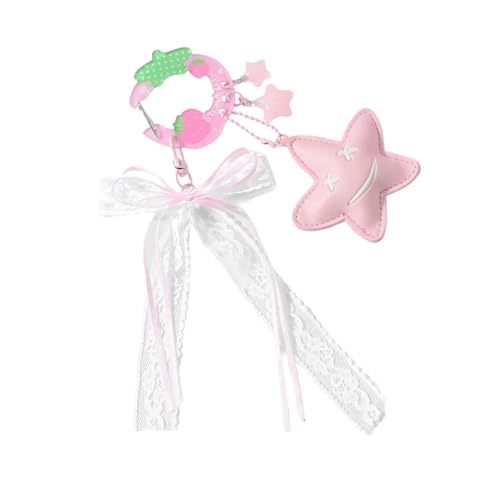 KAHDGSS Strawberry Star Acryl Schlüsselbund Für Taschen Rucksäcke Gepäck Mit Hollow Out Design Und Premium Ribbon Zubehör Trendy Backpack Dekoration von KAHDGSS