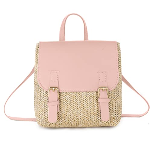 KAHDGSS Stroh Backpack Handtasche Süße Kleine Modumhängentasche Casual Holiday Daypack Geschenk Für Frauen Mädchen Elegant Für Frauen BOO BOO Beach Stroh Einkaufsbeutel von KAHDGSS