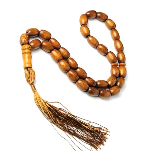 KAHDGSS Stylische Handgefertigte 33 Perlen Sandelholz Tasbih Set Tragbares Accessoire Für Tägliche Verschleiß Dhikr Und Spirituelle Reflexion von KAHDGSS