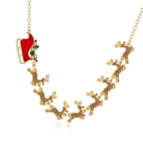 KAHDGSS Stylish Rentier Halskette Schlitten Elch Elch Halshain Accessoire Für Urlaubsversammlungen Frauen Weihnachtszubehör Urlaub Party Halskette von KAHDGSS