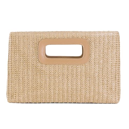 KAHDGSS Top Clutches Handtaschen Für Frauen Stroh Abendbeutel Geldtaschen Schulter Crossbody Geldbörse Mit Goldenen Kettengeschenken Stroh Schulter Crossbody Tasche von KAHDGSS