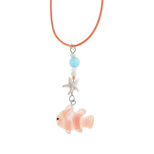 KAHDGSS Trendy Clownfishes Charme Halskette Auffällige Perlen Halskette Mit Clownfischen Anhänger Charakteristische Schlüsselbeinkette Party Accessoire von KAHDGSS