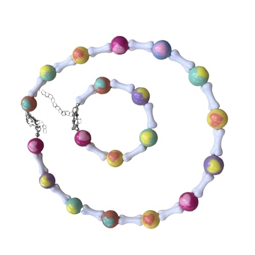 KAHDGSS Trendy Knochen Und Herz Perlen Halskettenarmband Bieten Den Ganzen Tag Komfort Perfekt Für Mode Frauen Und Tierbegeisterte Einzigartige Halskette von KAHDGSS