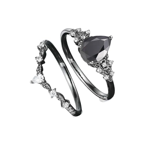 KAHDGSS Trendy Schwarze Kristalle Blumenringe Legierung Schmuck Für Tägliche Verschleiß Mehrerer Größe Komfort Fit Gothic Inspire Designs Einzigartige Statement Ringe Ringe von KAHDGSS