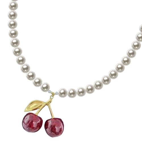 KAHDGSS Trendy Sturdy Acryl Love Perlen Halskette Mit Auffälligen Designs Cherrys Anhänger Für Multipurpose Casual Wear Cherrys Anhänger von KAHDGSS
