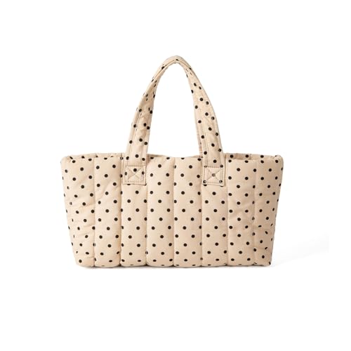 KAHDGSS Trendy Übergroße Umhängetasche Mit Punktmuster Geräumige Handtasche Ergonomische Polyester Freizeitbeutel Für Tägliche Verwendung Leicht Gewicht Geräumiger Frauen Geldbeutel von KAHDGSS