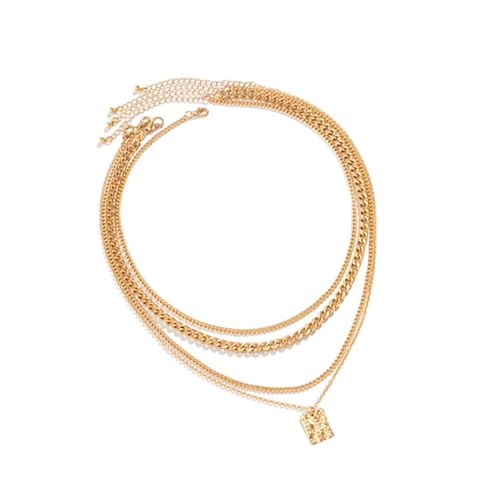 KAHDGSS Trendy Unisex Multilayer Halskette 2025 Unisex Fashion Halskette Geometrische Anhänger Mehrschichtiger Ketten Schlüsselbeinkette Trendy Herren Accessoire von KAHDGSS