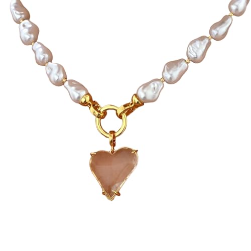 KAHDGSS Unregelmäßige Kunstperlen Perlen Halskette Handgefertigtes Neckchain Mode Frauenschmuck Hochzeit Statement Schlüsselbeinkette von KAHDGSS