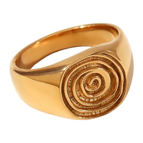 KAHDGSS Unverwechselbare Ringe mit Fingerabdruck-Ring, Statement-Edelstahl-Textur, für Geschenke und besondere Anlässe, angenehm zu tragen, Schmuck von KAHDGSS