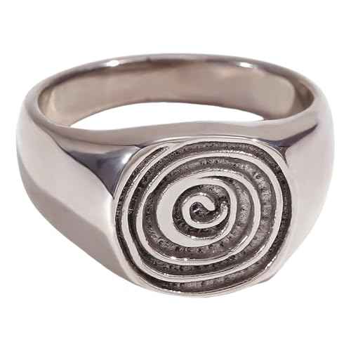 KAHDGSS Unverwechselbare Ringe mit Fingerabdruck-Ring, Statement-Edelstahl-Textur, für Geschenke und besondere Anlässe, angenehm zu tragen, Schmuck von KAHDGSS