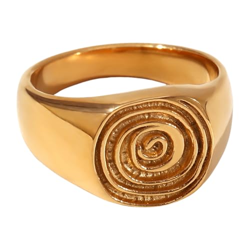 KAHDGSS Unverwechselbare Ringe mit Fingerabdruck-Ring, Statement-Edelstahl-Textur, für Geschenke und besondere Anlässe, angenehm zu tragen, Schmuck von KAHDGSS