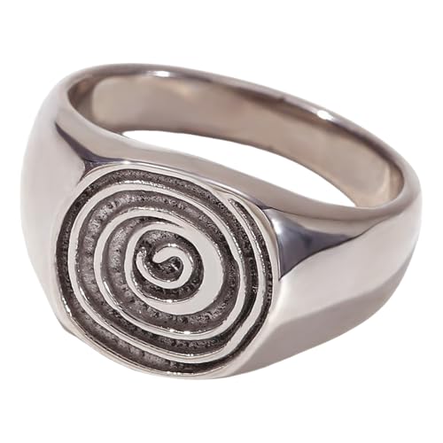 KAHDGSS Unverwechselbare Ringe mit Fingerabdruck-Ring, Statement-Edelstahl-Textur, für Geschenke und besondere Anlässe, angenehm zu tragen, Schmuck von KAHDGSS