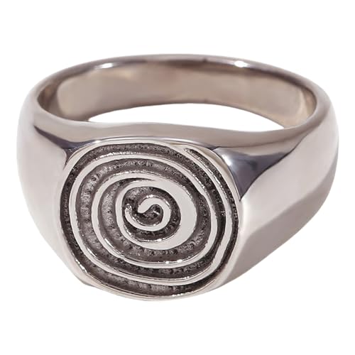 KAHDGSS Unverwechselbare Ringe mit Fingerabdruck-Ring, Statement-Edelstahl-Textur, für Geschenke und besondere Anlässe, angenehm zu tragen, Schmuck von KAHDGSS