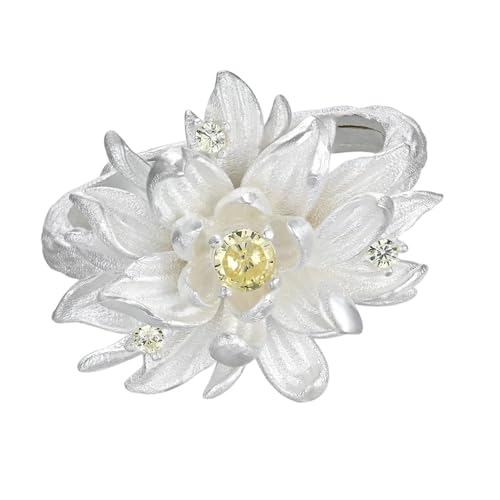 KAHDGSS Verstellbare Blaue Emaillierte Blumenringe Elegante Designs Tragbares Schmuck Geschenk Für Weibliche Hautfreundliche Verstellbare Legierungsringe von KAHDGSS