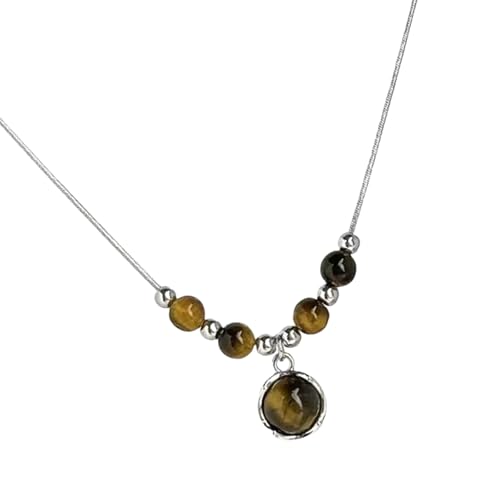 KAHDGSS Verstellbare Leder Halskette Mit Echtem Augenstein Modischen Nackenschmuck Für Frauen Die Individualität Kultureller Modeschmuck Suchen von KAHDGSS