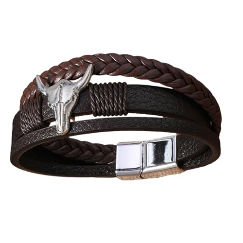 KAHDGSS Verstellbares PU Lederketten Kettenarmband 3 Schichtige Für Tägliche Verschleiß Leichtes Bequemes Armband Mode Schmuck Magnetarm Armband von KAHDGSS