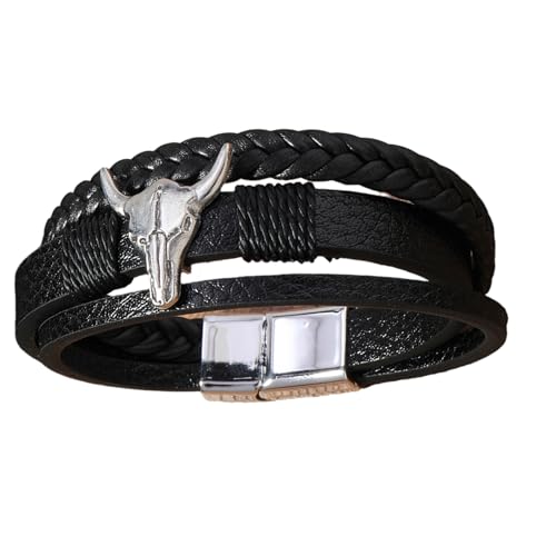 KAHDGSS Verstellbares PU Lederketten Kettenarmband 3 Schichtige Für Tägliche Verschleiß Leichtes Bequemes Armband Mode Schmuck Magnetarm Armband von KAHDGSS