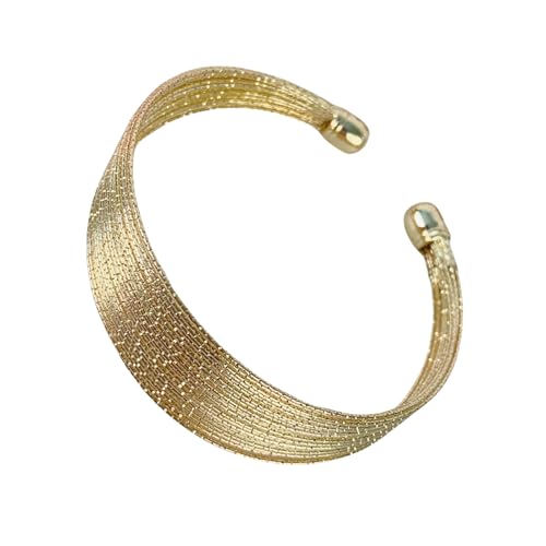 KAHDGSS Vintage Gold Plattiert Breites Drahtarmband Manschettenknopf Schmuck Zubehör Für Trendige Frauen Mit Übertriebener Schicht Designs Frauenhandschmuck von KAHDGSS