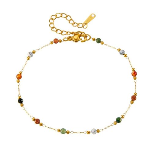 KAHDGSS Vintage Schmuckaccessoire Bunte Steinperlenarmband/Kette/Fußkettchen Für Frauen Und Mode Enthusiasten Ethnischer Stil von KAHDGSS