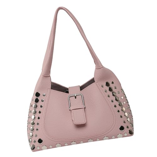 KAHDGSS Vintage Umhängetasche Mit Besetztem Design PU Leder Achselbeutel Casual Eimer Handtasche Für Trendige Frauen Und Teenager Handtasche Mit Jugendlichen von KAHDGSS