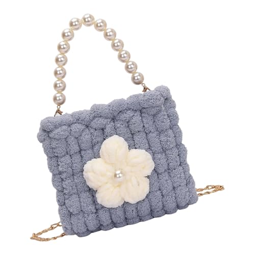 KAHDGSS Weiches Garn Häkelhandtasche Mit Metallkette Bequemer Schulter Cross Body von KAHDGSS