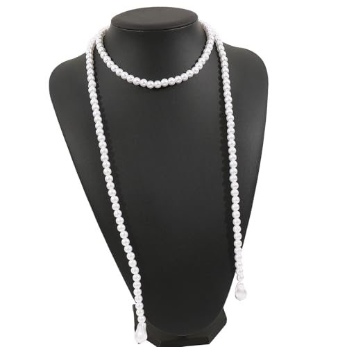 KAHDGSS Zeitgenössische Schichtkette Mit Nachahmungsperlen Und Flexibler Kettenverschluss Verstellbarer Heckketten Vielseitiger Perlenzubehör von KAHDGSS