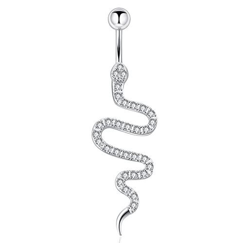KAHDGSS Zirkon Bauchnöpfer Ringe Funkelnde Schlange Geformte Navelkörper Piercing Schmuck Frauen Hangle Navel Piercing Schlange Bauchnabel von KAHDGSS