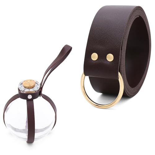 Mittelalterliche Leder-Seitenpackung, Ledergürtel, Trankflasche, mittelalterlicher Zauberer, Hüfttasche, Mittelalter-Gürteltaschen für Halloween, Cst009 2 von KAHDGSS