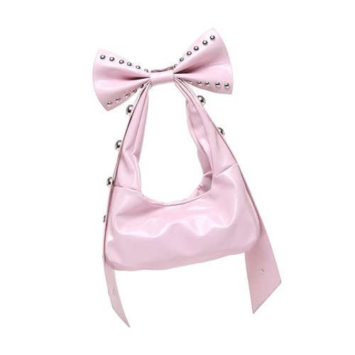 Moderne Handtasche für Damen und Mädchen, PU-Leder, Achseltasche, Schultertasche, Geldbörse mit Schleifendetail und genieteten Stilen, modische Umhängetasche, a, One Size Moderne Handtasche für Damen und Mädchen, PU-Leder, Achseltasche, Schultertasche, Geldbörse mit Schleifendetail und genieteten Stilen, modische Umhängetasche, a, One Size von KAHDGSS