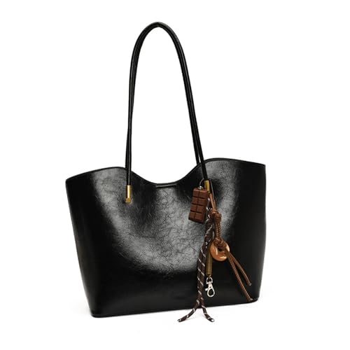 Professionelle Arbeitstasche aus PU-Leder, moderne Handtasche für Damen, bietet Haltbarkeit und reichlich Stauraum, trendige Umhängetasche, Schwarz , One Size von KAHDGSS
