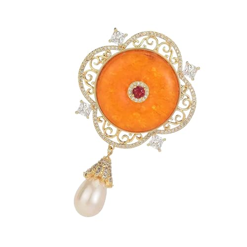 Robuste Legierungs Brautbrosche Mit Tröpfchenperlen Komplizierte Filigree Handwerkskunst Für Feierlichkeiten Traditioneller Kragen Brosche von KAHDGSS