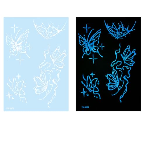 Schmetterling Temporäre Tätowierte Aufkleber Leuchtend Tätowiert Glow In Dark Weiß Tätowiert Aufkleber Geeignet Für Festivals Glow Temporäre Tätowierte Weiß Tätowierte Aufkleber Stern Tattooed von KAHDGSS