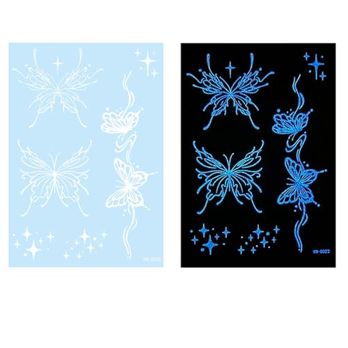 Schmetterling Temporäre Tätowierte Aufkleber Leuchtend Tätowiert Glow In Dark Weiß Tätowiert Aufkleber Geeignet Für Festivals Glow Temporäre Tätowierte Weiß Tätowierte Aufkleber Stern Tattooed von KAHDGSS