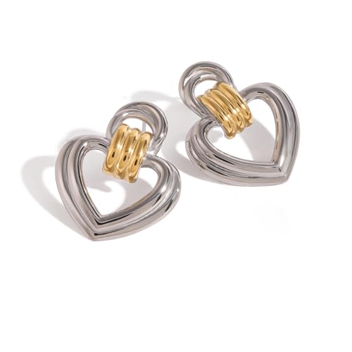 Stilvolle Zwei Ton Runde Hängeohrringe Für Frauen Geometrische Vintage Metall Designs Ohrtropfen Für Lässige Oder Formelle Kleidung Runde Hängeohrringe von KAHDGSS