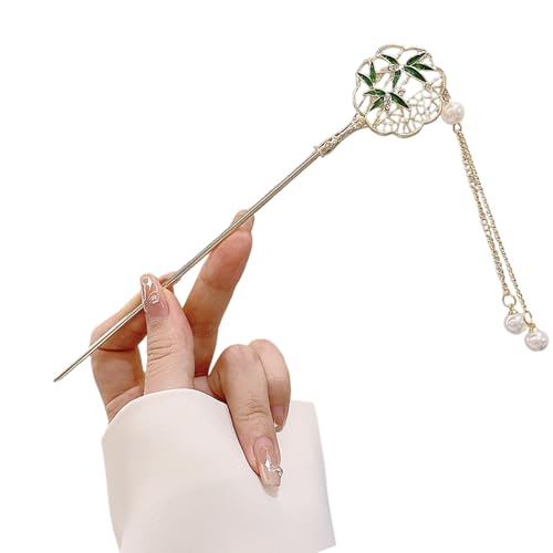 Traditionelle chinesische Haarspange mit Blume und Quasten, praktisches Metall-Haarteil, geeignet für verschiedene Frisuren, Metall-Haarnadel von KAHDGSS