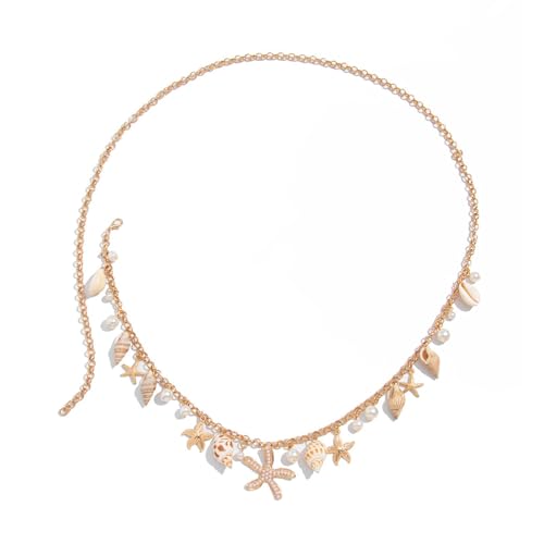 KAHDGSS Verstellbare Taillenkette Handgefertigtes Muschel Konch Körperschmuck Für Frauen Mädchen Stilvoller Strand Urlaub Accessoire Verstellbare Muschel Taille Kette von KAHDGSS