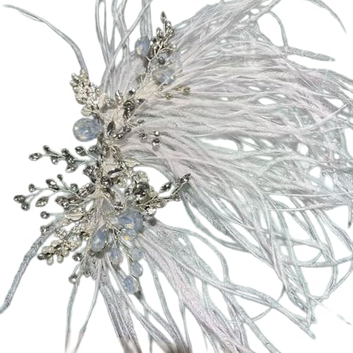 Vintage Weiß Gefiederte Haarstück Mit Kristallen Für Braut Handgefertigtes Frauen Haarclip Hochzeit Ornament Party Tragen Schmuck Hochzeitsstirnband von KAHDGSS