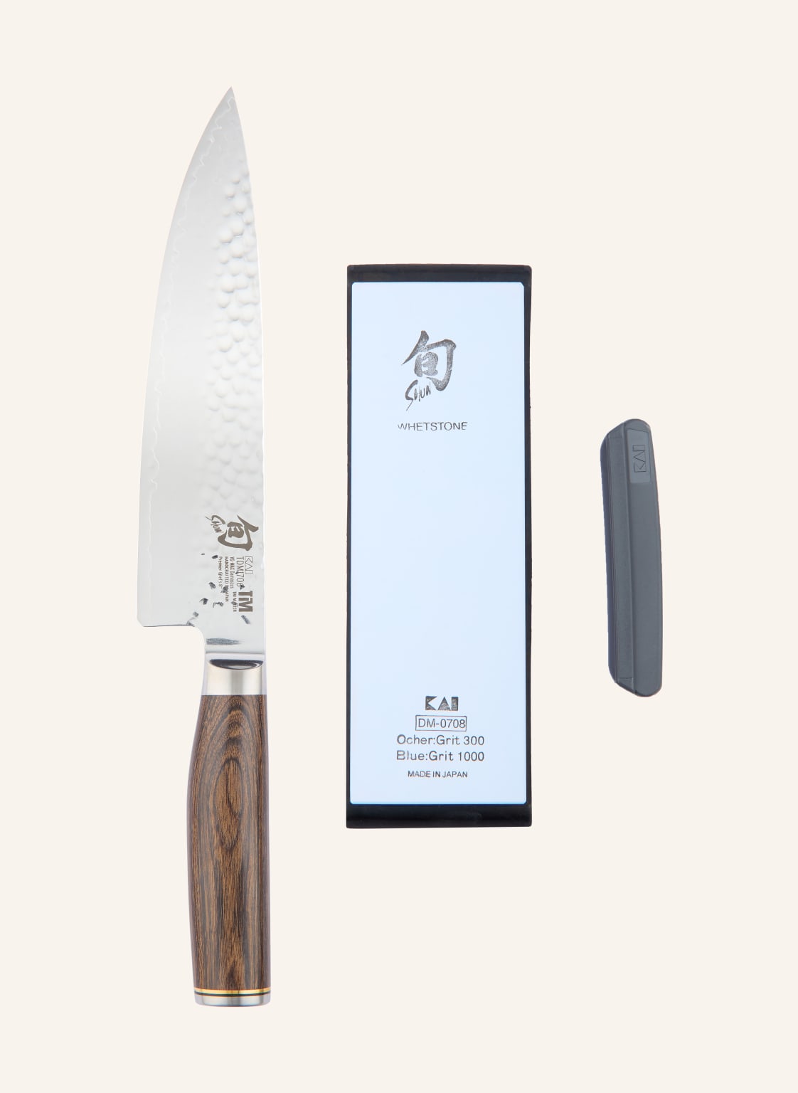 Kai 3-Tlg. Set Shun Premier: Kochmesser, Kombi-Schleifstein 300/1000 Und Schärfhilfe silber von KAI
